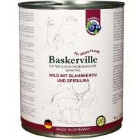 BASKERVILLE Вологий корм для дорослих собак усіх порід (з олениною, чорницею та спіруліною)