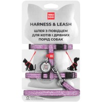 WAUDOG Re-cotton Шлея з повідцем для котів та собак дрібних порід з QR паспортом