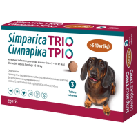 Simparica TRIO Жувальні таблетки від бліх, кліщів та гельмінтів для собак (1 таблетка)