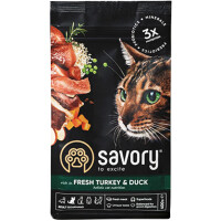 SAVORY Adult Cat Gourmand Fresh Turkey&Duck Сухий корм для вибагливих котів (Індичка та качка)