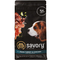SAVORY Puppy Rich in Fresh Turkey and Chicken Сухий корм для цуценят усіх порід (Курка та індичка)